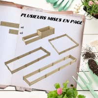 Outsunny Jardinière potager de jardin bac à fleurs en bois avec fond ouvert bois de sapin dim. 222L x 63L x 48Hcm bois naturel(m-4)