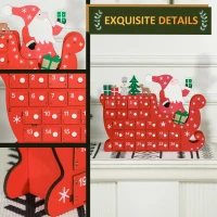 HOMCOM 24-Drawer Reusable Santa Sleigh Christmas Advent Calendar(m-5)