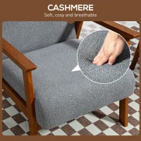 HOMCOM Armchair with Wide Seat, Boucle Accent Chair, Thick Padded Occasional Chair with Solid Wood Frame for Living Room Bedroom Home Office Reception Balcony, Grey(m-5)