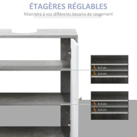 kleankin Meuble salle de bain meuble sous vasque sur pied placard 2 portes avec 2 étagères 60 x 30 x 68 cm gris blanc(m-5)