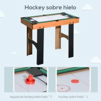HOMCOM Mesa Multijuegos 4 en 1 Incluye Futbolín Air Hockey Ping-Pong y Billar Mesa de Juegos para Niños y Adultos 87x43x73 cm Natural(m-6)