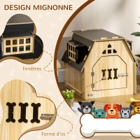 PawHut Niche pour chien intérieur maisonnette design avec porte verrouillable - 54 x 56 x 52 cm(m-4)
