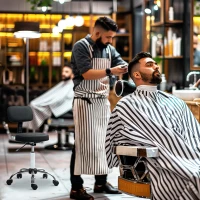 HOMCOM 360° Swivel Seat Salon Stool - Black(m-9)