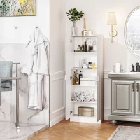 HOMCOM Mobile Multiuso Moderno con 5 Ripiani e Livelli Regolabili, in Legno, 60x31.5x165 cm, Bianco(m-9)