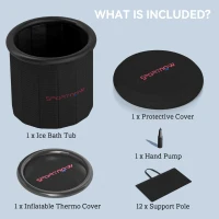 SPORTNOW 300L Outdoor Ice Bath Tub, with Lid, Cover, Carry Bag, Black(m-8)