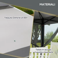 Outsunny Gazebo con Zanzariere Regolabile su 3 Livelli, in Acciaio e tessuto Oxford, 326x326x272 cm, Grigio Chiaro e Scuro(m-7)