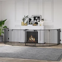 PawHut Cancelletto di Sicurezza per Cani Pieghevole a 8 Sezioni, Sistema di Blocco e Chiusura Automatica, Nero(m-2)