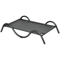 PawHut Cama Elevada para Perros Pequeños y Medianos con Tela de Malla Transpirable y Marco Curvo 92x55,5x21 cm Gris(m-10)