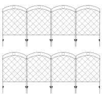 Outsunny Decorative Garden Fencing, 43in x 11.4ft Outdoor Picket Fence Panels, 8PCs Rustproof Steel Wire Landscape Flower Bed Border Edging Animal Barrier, Black(m-11)