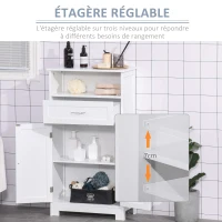 kleankin Meuble Bas de Salle de Bain sur Pied 2 Portes étagère tiroir Niche MDF Blanc(m-5)