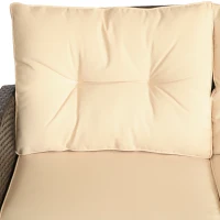 Outsunny Set Mobili da Giardino 4 Pezzi in Rattan PE e Tavolino, Divano e Poltrone Imbottiti Marrone e Beige 124x68x76cm(m-8)