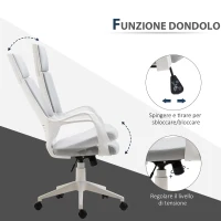 HOMCOM Sedia da Ufficio con Funzione Dondolo, Poltrona Presidenziale in Tessuto Altezza Regolabile e Seduta Girevole, 63x63x117-127 cm, Grigio(m-4)