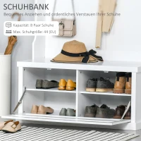Aosom Garderobe im Vintage-Design mit Sitzbank 2 Regale MDF Weiß(m-5)