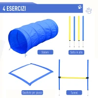 PawHut Set Agility Dog per Addestramento Cani con Tunnel, Slalom e Ostacolo, Sacca di Trasporto, Giallo e Blu(m-4)