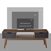 HOMCOM Mueble de TV Mesa de Salón para Televisión de 50 Pulgadas con 2 Cajones y Compartimento Abierto Estilo Moderno 122x39x46 cm Marrón(m-7)