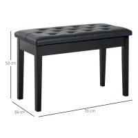 HOMCOM PU Leather Upholstered Piano Stool Makeup Stool Bench Dressing Table Seat with Storage 76x36x50cm, Black(m-3)