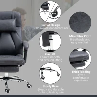 Vinsetto Office Chair with Lumbar Massage, 135° Reclining Computer Chair with Adjustable Headrest, Retractable Footrest, 10cm Double Padded Seat, Microfiber Fabric, Metal Base, Dark Grey(m-7)