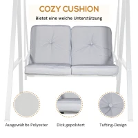 Outsunny Hollywoodschaukel, 2-Sitzer Gartenschaukel mit verstellbarem Dach, bis 220 kg belastbar, 145 x 116 x 172 cm, Grau(m-5)