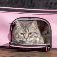 PawHut Borsa Trasportino per Cani e Gatti con 2 Porte a Cerniera, 50x35x36cm, Rosa(m-8)