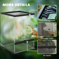PawHut 40L Vivarium for Lizards, Frogs, Snakes, Turtles, Tortoises w/ Anti-Escape Design, Ventilation(m-8)