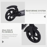 HOMCOM Folding Kick Scooter Hight-Adjustable Urban Scooter w/ Rear Brake, Double Shock Absorption System & 2 Big Wheels, For 14+ Teens Adult, Black(m-5)
