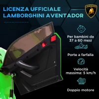 HOMCOM Macchina Elettrica per Bambini a 12V Licenza Lamborghini con Clacson e Telecomando, 107.5x63x42 cm, Verde(m-4)