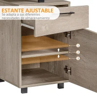 HOMCOM Mesa Escritorio 150 cm con Cajón y Armario con Balda Ajustable Mesa para Ordenador Multiusos de Canto Redondo 150x60x76 cm Madera Natural(m-4)