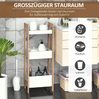 HOMCOM Badregal Korbregal aus Bambus Standregal Badezimmer Regal 3 Staufächer Weiß(m-5)