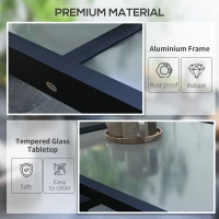 Outsunny Extending Garden Table, Outdoor Dining Table with Aluminium Frame and Tempered Glass Tabletop, 80/160 x 80 x 75 cm, Black and Clear(m-6)