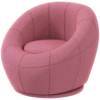 HOMCOM Modern Accent Chair, Swivel Upholstered Armchair for Living Room, Bedroom, Home Office, Pink(m-11)