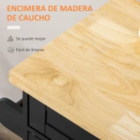 HOMCOM Carrito de Cocina con Armario con Puertas y Estante Interior Ajustable Cajón Barra y Especiero Móvil Aparador Auxiliar con Ruedas para Comedor 109x40x89 cm Negro(m-7)