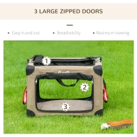 PawHut Transportín Mochila para Gatos Perros Pequeños Bolsa de Transporte para Mascotas Plegable 48,5x33,5x33 cm Caqui(m-8)