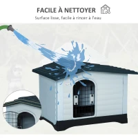 PawHut Niche pour chien chenil à l'extérieur avec porte en métal à mailles à double ouverture et fenêtre d'air en PP et métal pour chiens de taille moyenne et petite 91 x 69 x 66 cm(m-6)