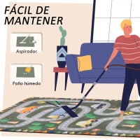 ZONEKIZ Alfombra de Juego para Niños Alfombra Infantil con Carreteras para Dormitorio Sala de Juegos 230x160 cm Multicolor(m-5)