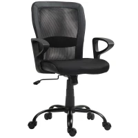 HOMCOM Sedia da Ufficio con Altezza Regolabile e Tessuto a Rete, Seduta Girevole e Inclinazione, Nero(m-10)