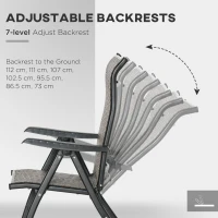 Outsunny Set of Two Folding Garden Chairs, with Seven-Position Adjustable Backs - Brown(m-5)