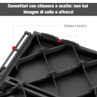 Outsunny Set 9 Mattonelle a Incastro per Terrazzo, Piastrelle per Pavimenti, Piastrelle per Esterno in PP Antiscivolo, Area: 0.81 mq, 30x30x2cm, Nero(m-6)