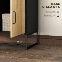 HOMCOM Credenza Moderna con 3 Armadietti e 2 Cassetti, in Truciolato e Acciaio, 80x35x88 cm, Nero e color Legno(m-6)