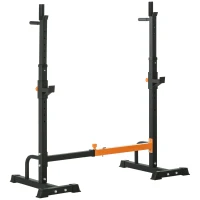 HOMCOM Support pour haltères avec poignée repose haltères rack Squats hauteur largeur réglables charge max. 150 kg acier noir(m-1)