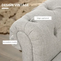 HOMCOM Banc banquette coffre 2 en 1 en tissu aspect lin avec pieds en bois 146,5 x 49 x 72 cm gris(m-6)