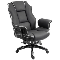 Vinsetto Bürostuhl, Ergonomisch Schreibtischstuhl mit Liegefunktion, Drehfunktion, Höhenverstellbar Computerstuhl für Home-Office, Kunstleder, Schwarz(m-10)