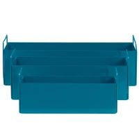 Outsunny 3er-Set Pflanzkübel in bunten Farben, wetterbeständig, 2 Griffe, 55 cm x 20 cm x 19 cm,  Blau(m-7)