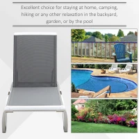 Outsunny Aluminium Frame Sun Lounger, with Adjustable Back - Grey(m-7)