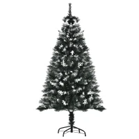 HOMCOM Künstlicher Weihnachtsbaum 1,5 m Christbaum Schnee getaucht Design Tannenbaum 378 Äste flammhemmend PVC Dunkelgrün Ø75 x 150 cm(m-10)