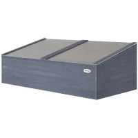 Outsunny Wooden Cold Frame Mini Greenhouse Garden Polycarbonate Grow House with Independent Openable Top Covers for Flowers, Vegetables, Plants, 100 x 50 x 36 cm, Light Grey(m-11)