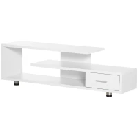 HOMCOM Meuble TV design contemporain 1 tiroir et 3 étagères pour télévision 45 pouces - dim. 135I x 35P x 41,7H cm - blanc(m-10)