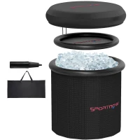 SPORTNOW 300L Outdoor Ice Bath Tub, with Lid, Cover, Carry Bag, Black(m-11)