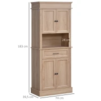 HOMCOM Buffet de cuisine armoire de cuisine multi-rangements 2 placards 2 portes tiroir niche MDF panneaux particules E1 chêne clair(m-3)