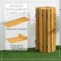 Outsunny Allée chemin de jardin en lattes de bois enroulable - bois massif de pin 185 x 60 cm(m-7)