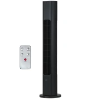 HOMCOM Ventilador de Torre con Mando a Distancia Oscilación de 75° Temporizador 3 Velocidades 3 Modos Ø18x78,5 cm Negro(m-10)